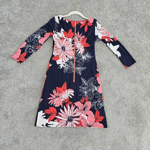 Vince Camuto, Floral Navy and Pink Dress, Size 2 - Picture 7 of 9